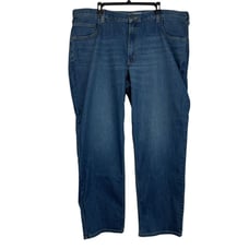 NEW Carhartt Force Mens 42x32 Relaxed Low Rise Stretch Denim Blue Jeans Zip