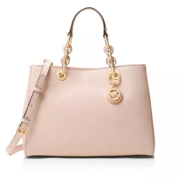 Michael Kors Cynthia Medium Saffiano Leather Satchel with Shoulder Strap