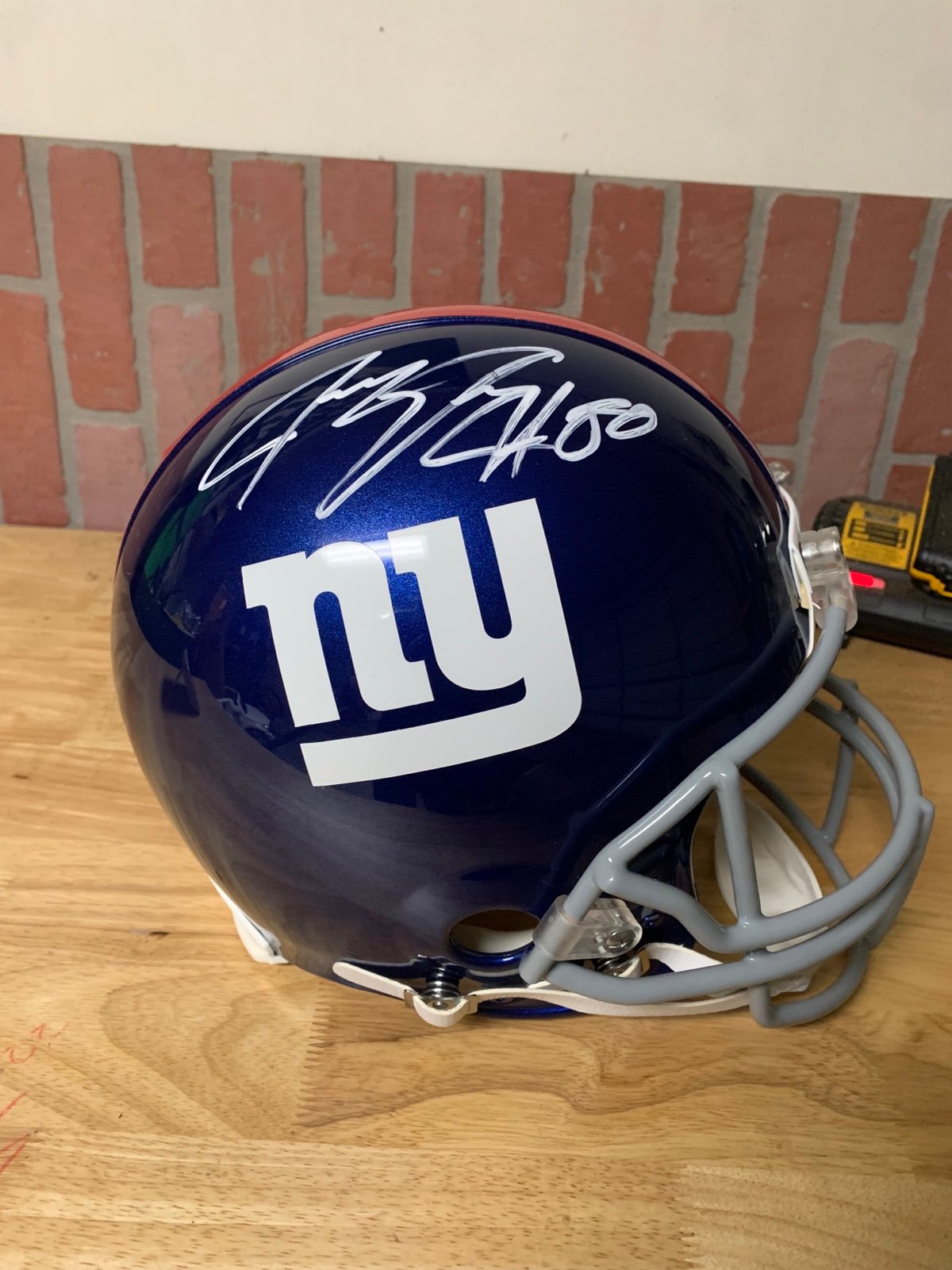 Jeremy Shockey Autographed Full Size Helmet. Authentic