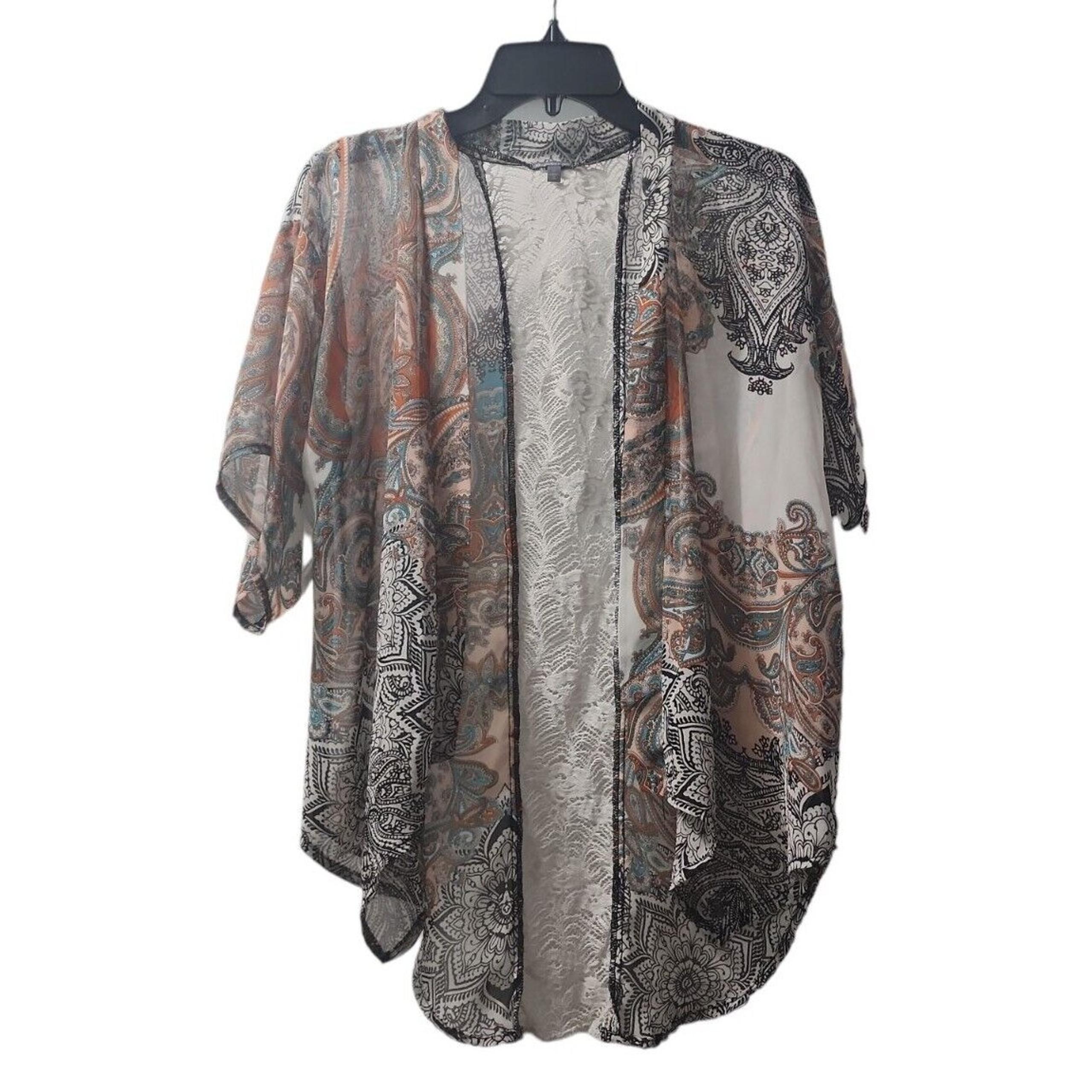 Charlotte Russe Kimono Open Front Paisley Print Cover Up S