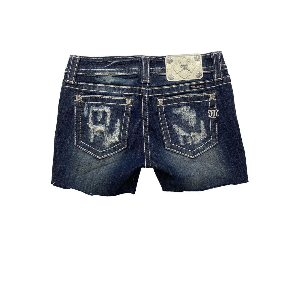 New Miss Me Jeans Womens Size 26 cut off dark blue Denim distressed jorts