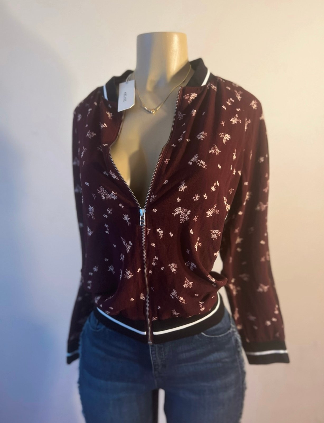 New With Tags Tavik Burgundy Floral Jacket