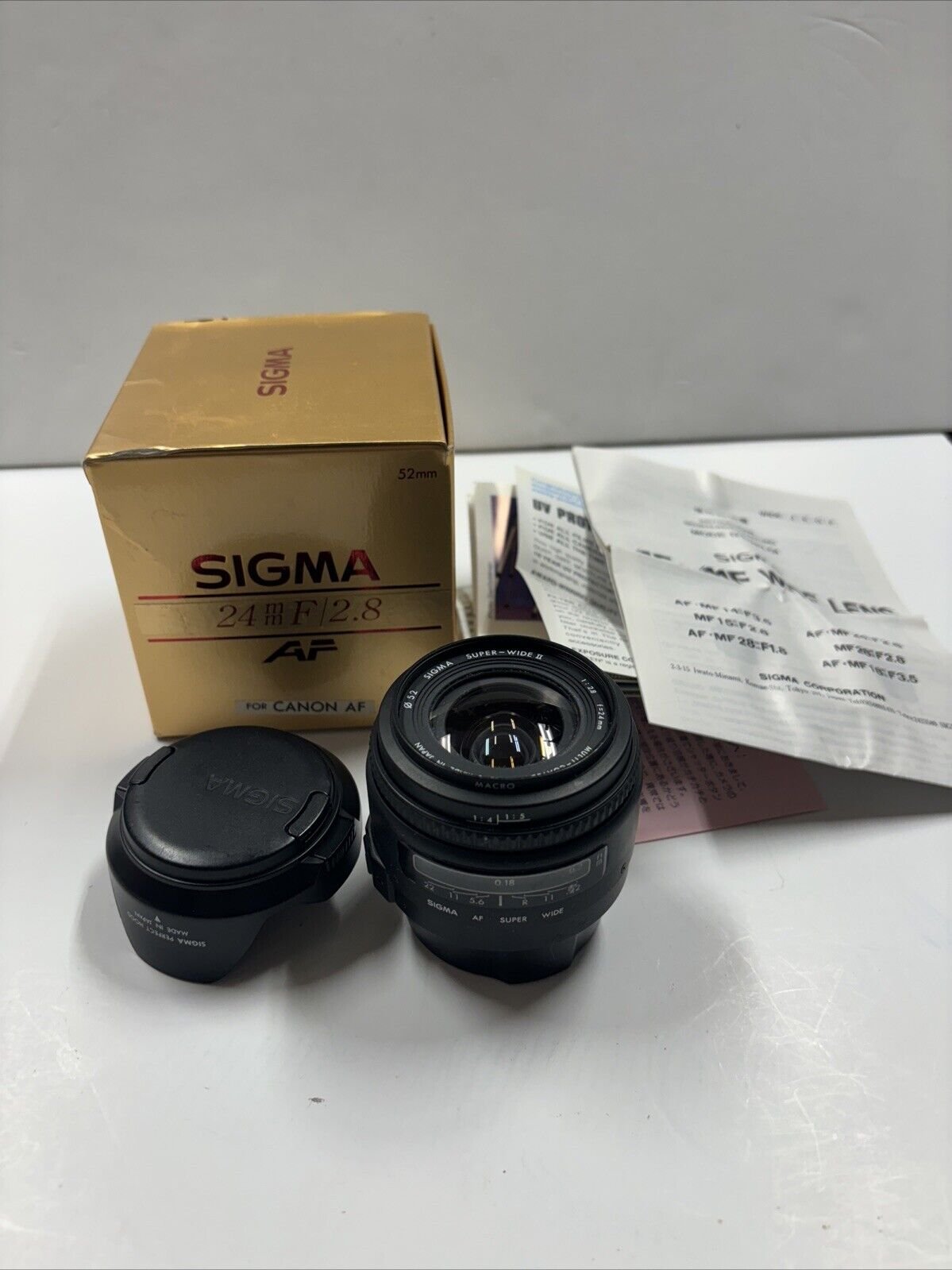 Sigma AF Super Wide Lens For Canon AF With Box Sigma 24mm F/2.8 52mm