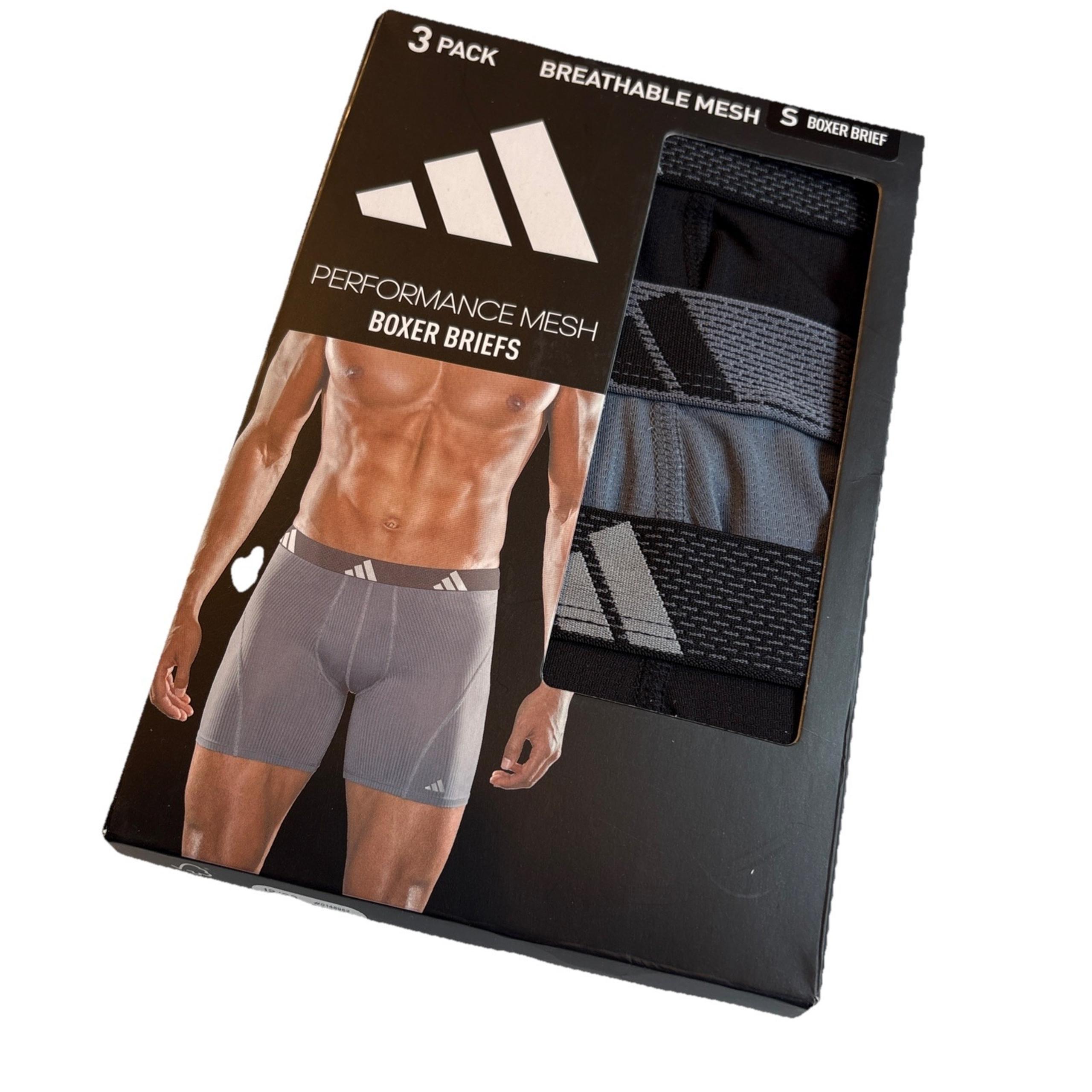 ADIDAS Men's Performance Mesh  Boxer Briefs – 3 Pack Small Black/Grey