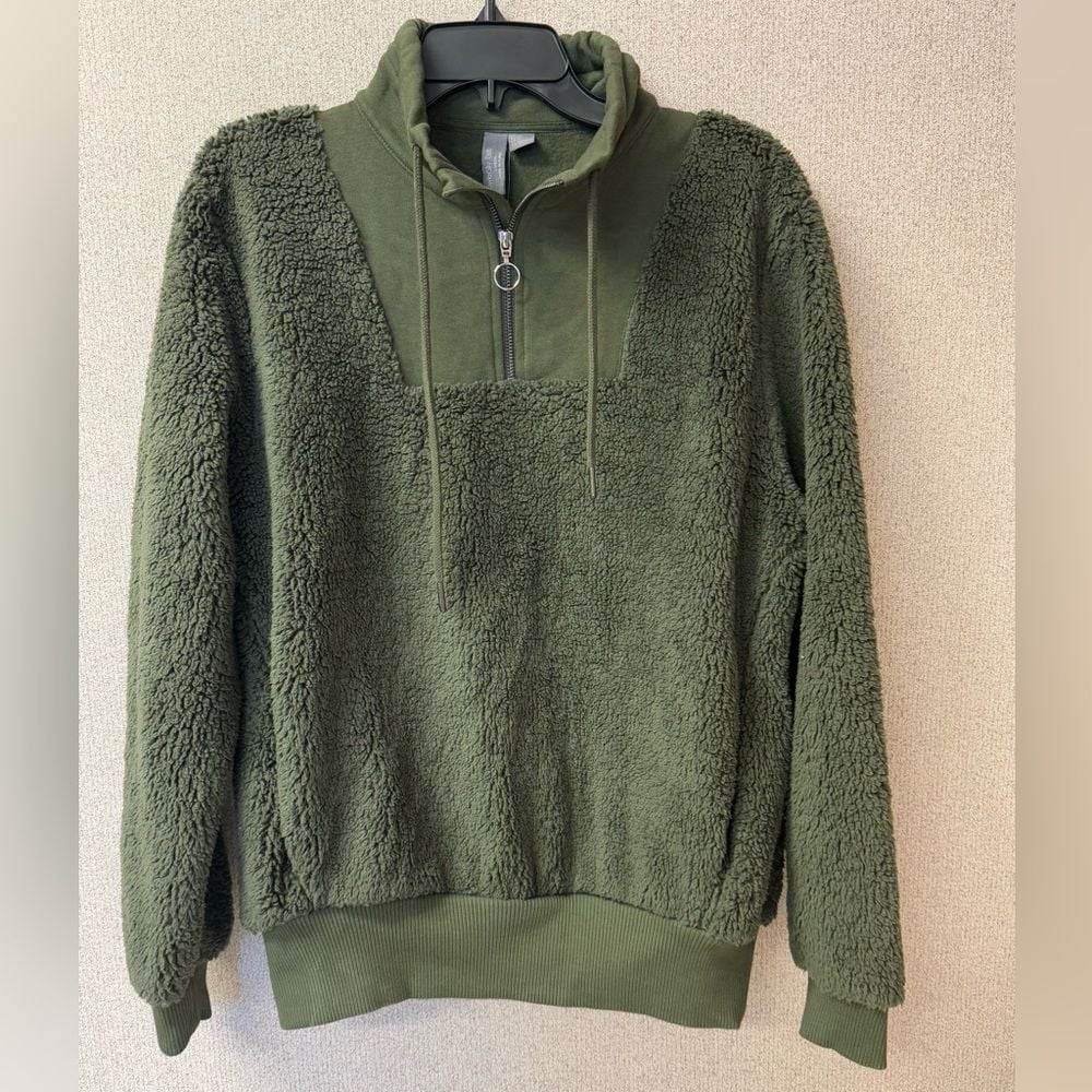 Sweaty Betty Women's Large Sherpa Half Zip Long Sleeve Sweatshirt Green New