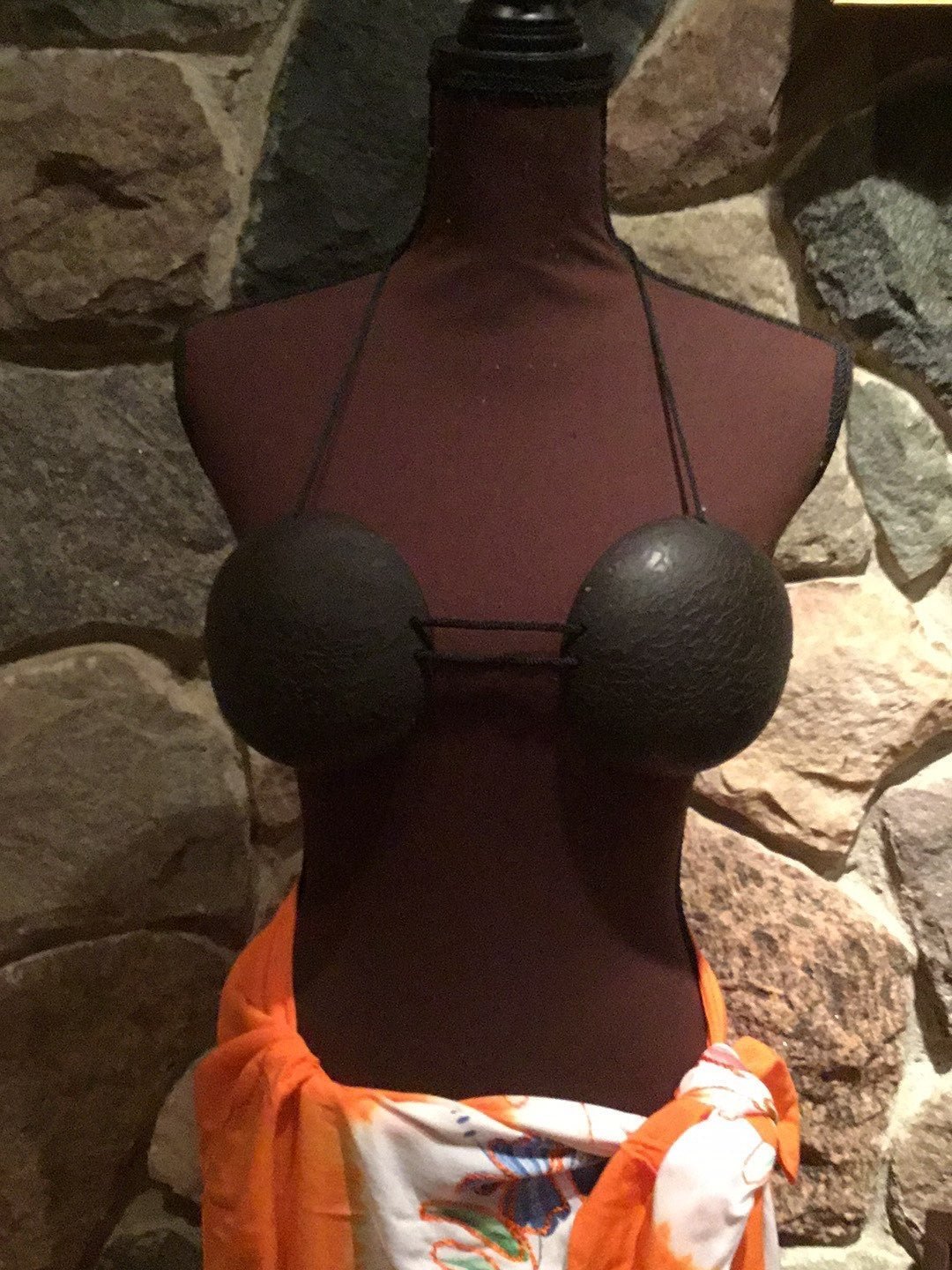 Hawaiian coconut bra with long wrap cove