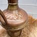 Vintage Brass & Copper Water Pitcher Urn Vase French Style Floral Vine Repoussé