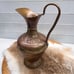 Vintage Brass & Copper Water Pitcher Urn Vase French Style Floral Vine Repoussé