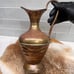 Vintage Brass & Copper Water Pitcher Urn Vase French Style Floral Vine Repoussé