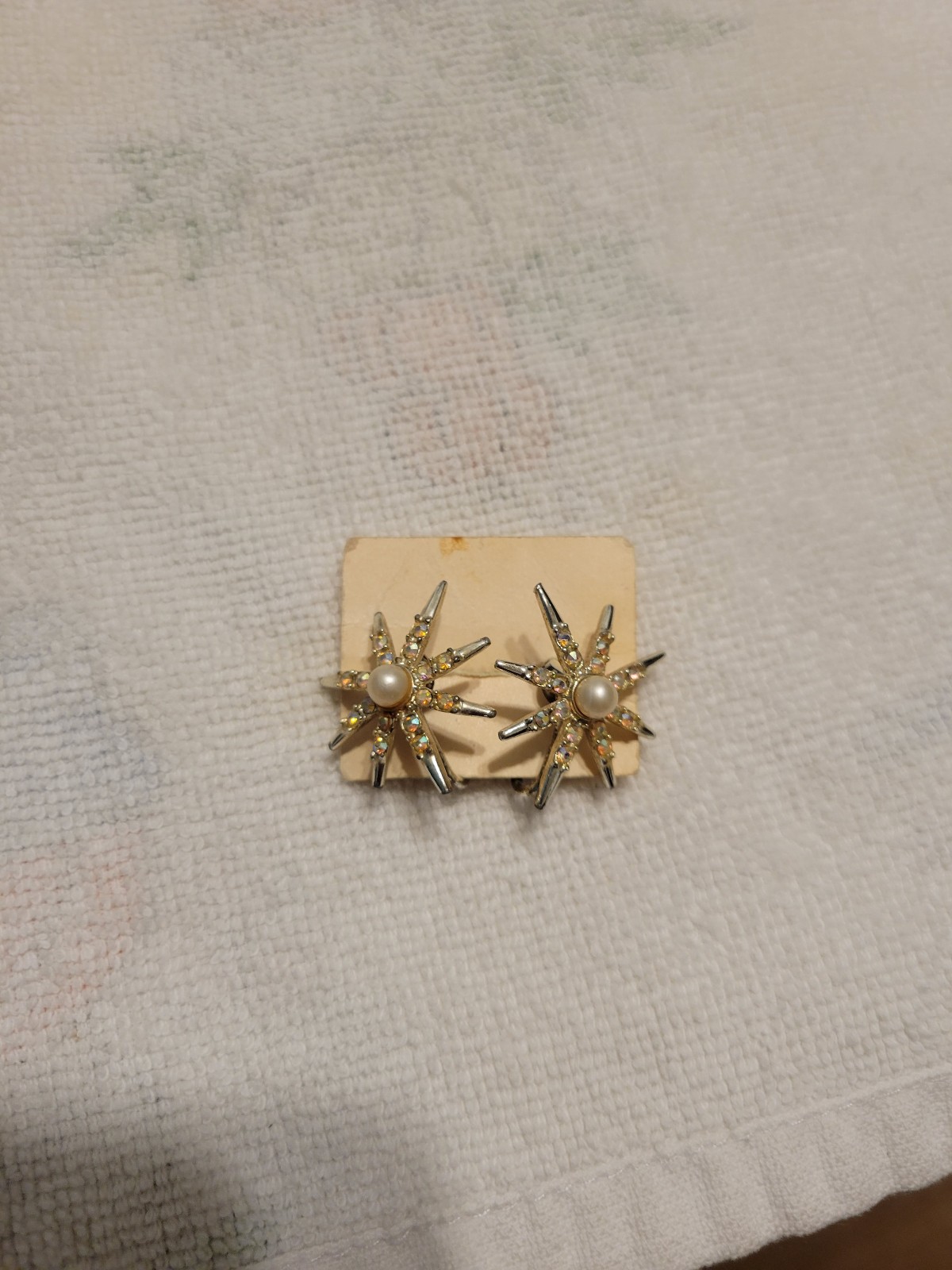 Emmons, Vintage Clip Earrings, Rainbow Star, EmJ Mark