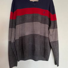 Mens Polo V Neck Color Block XL Sweater
