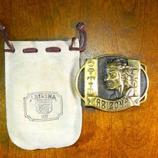Arizona Land of Indian History Solid Brass Vintage Belt Buckle