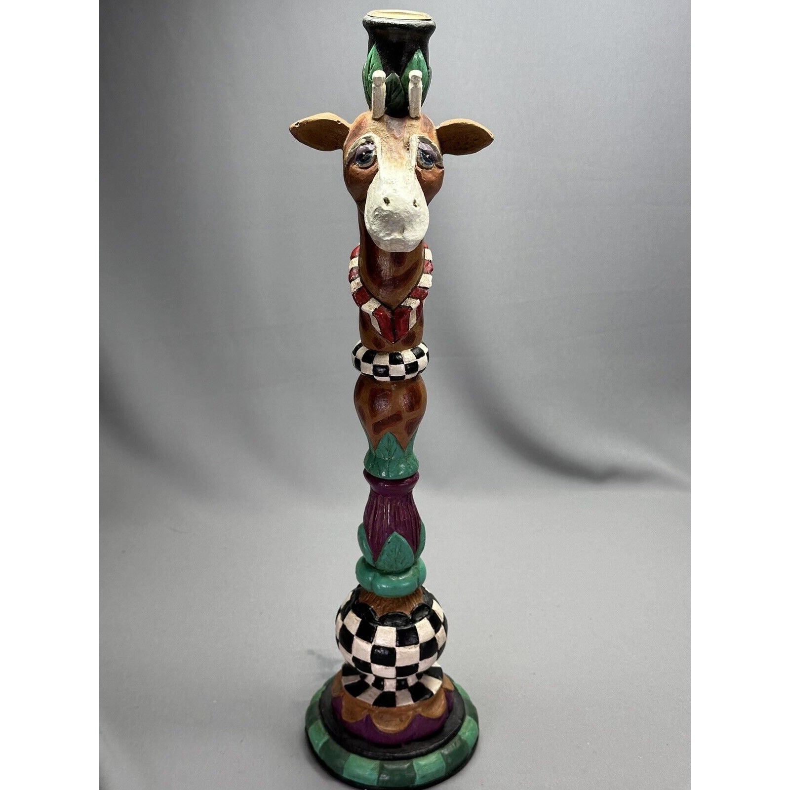 Vintage Peggy Fairfax Herrick House Of Hatten Giraffe Candlestick 17.5 tall