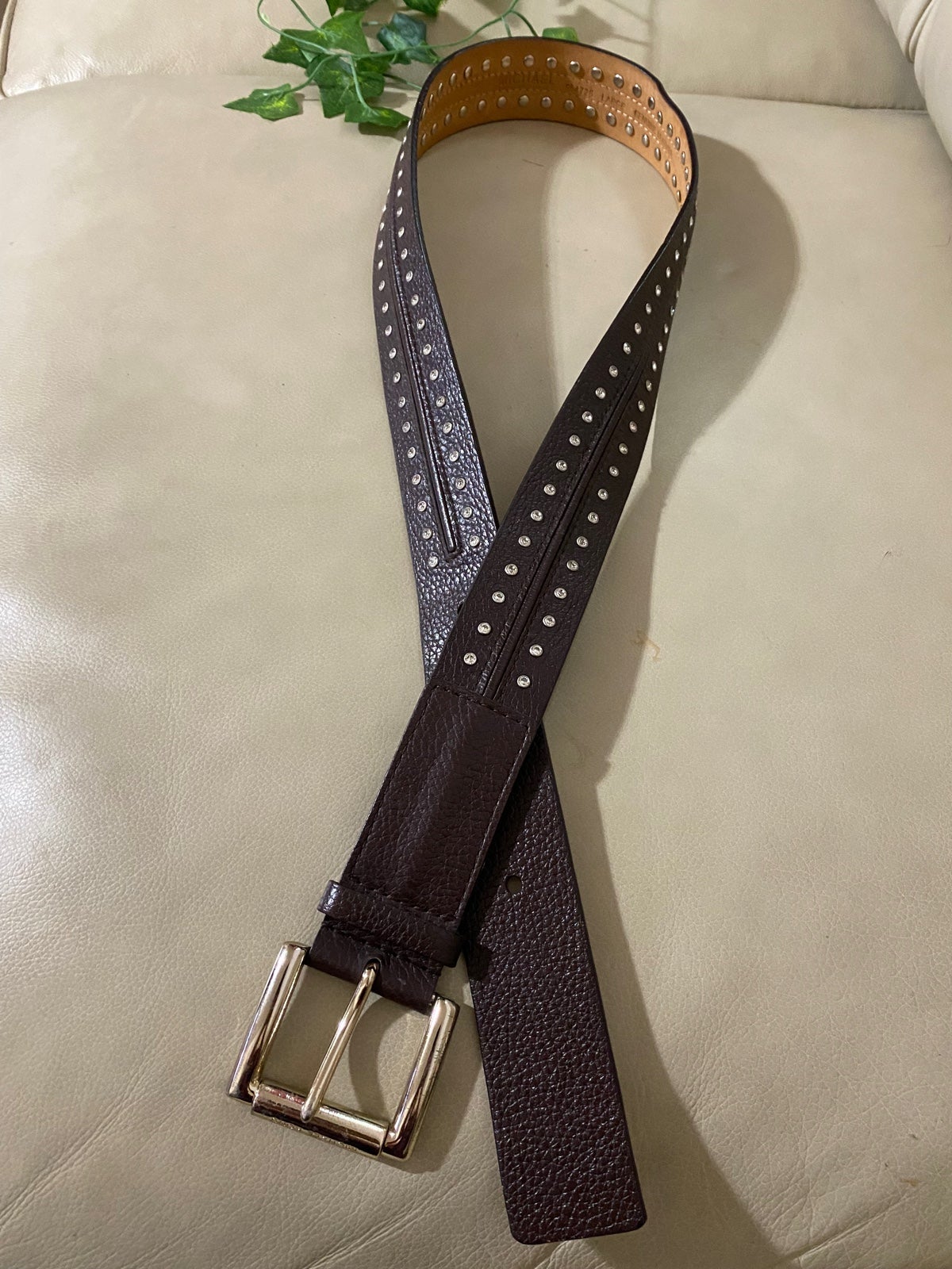 Belt MICHAEL554726 LARGE GENUINE LEATHER LEATHER BELT color brown SIZE L