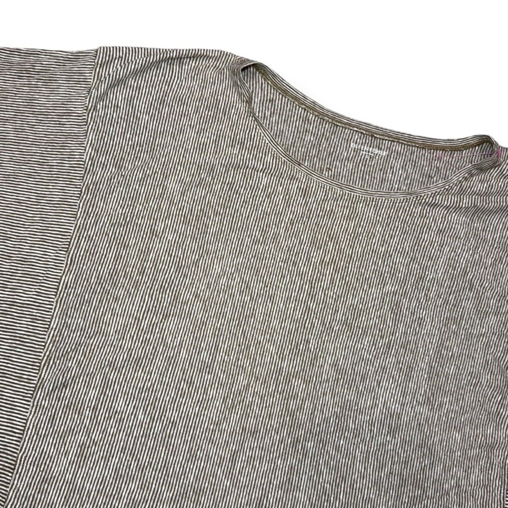Eileen Fisher 100% Linen Striped Batwing Cap Sleeve Top Size Small