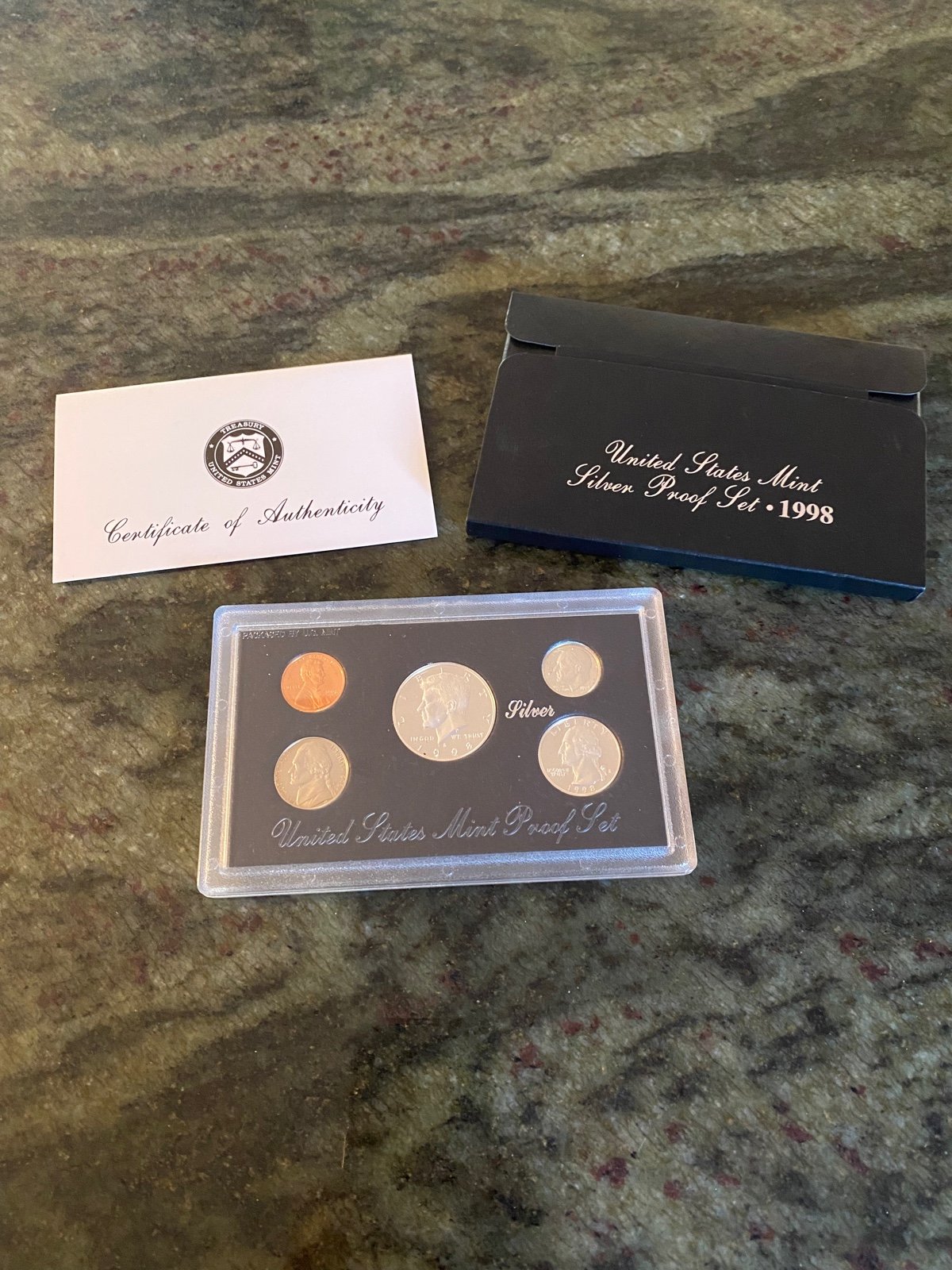 1998 UNITED STATES MINT SILVER PROOF SET W/COA IN ORIGINAL BLACK BOX