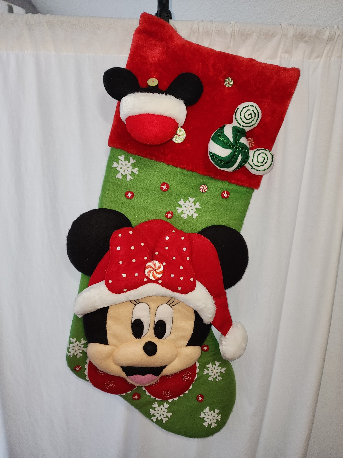 Giant over 2 foot tall Minnie Mouse Christmas Stocking Wall Hanging