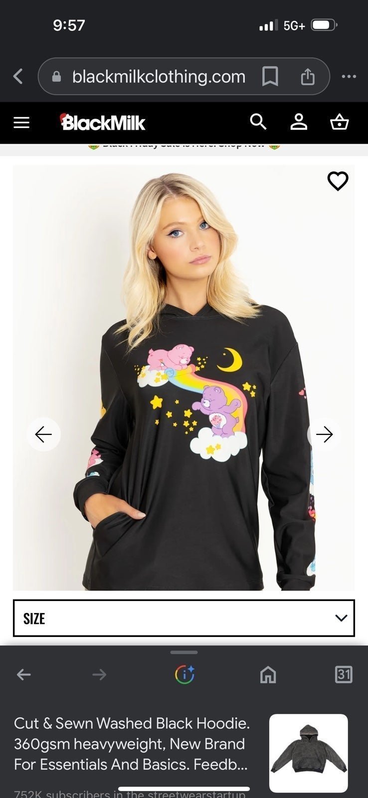 BLACK MILK 40 YEARS OF HUGS BLACK HOODIE SWEATER - LIMITED RETIRED