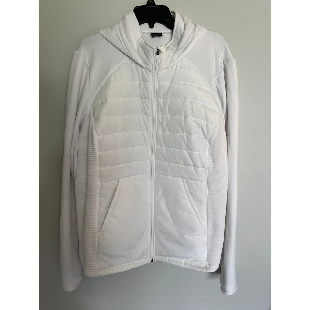 Tek Gear White Quilted Zip-Up Jacket with Fleece Lining Cozy Winter Outerwear