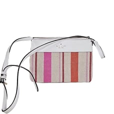 Kate Spade New York Leila Striped Canvas Triple Gusset Crossbody Purse NWT