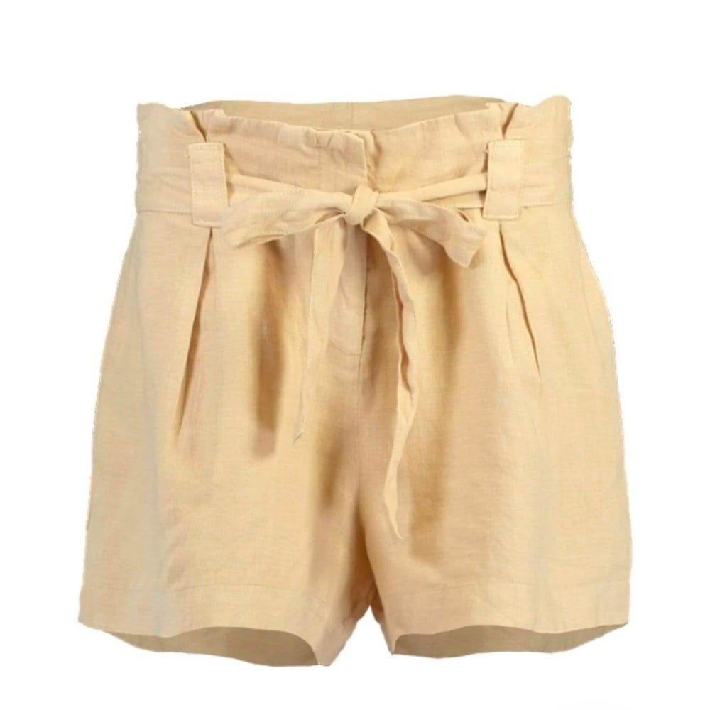 L'AGENCE HILARYPaper Bag Waist Shorts High Rise Tie Belt Summer Beige 30