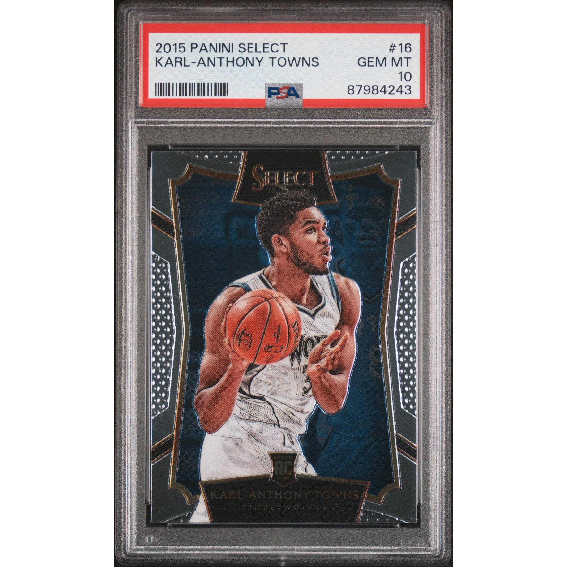 Graded 2015 Panini Select Karl-Anthony Towns #16 Rookie Card PSA 10
