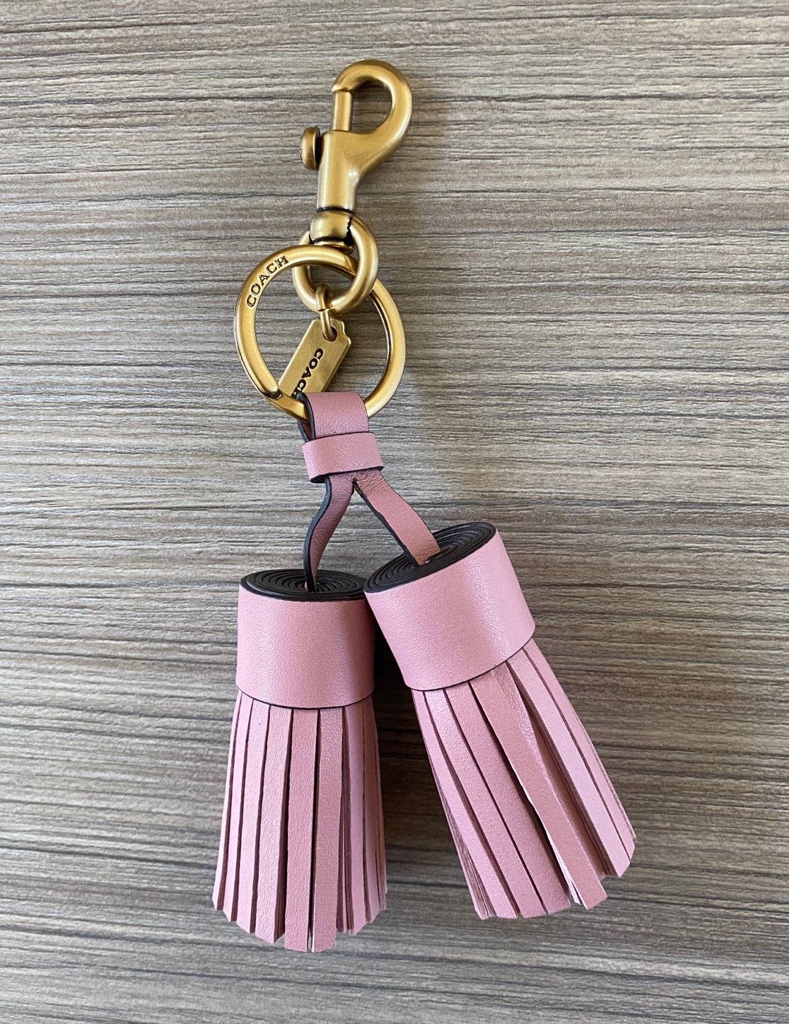 Coach Remade Tassel Bag Charm Brass / Pink