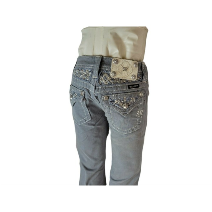 Miss Me Girls Denim Jeans Stretch Boot Low Slim Fit 10 (24 x 27) JK6110B2
