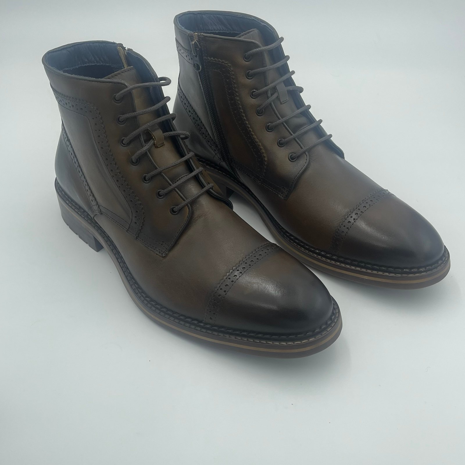 Johnston & Murphy Men Benton Tan Brown Full Grain Leather Boot -SZ 13-MSRP 199