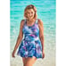 Swimsuits For All Side Slit Floral Swim Tankini Dress Plus Size 18