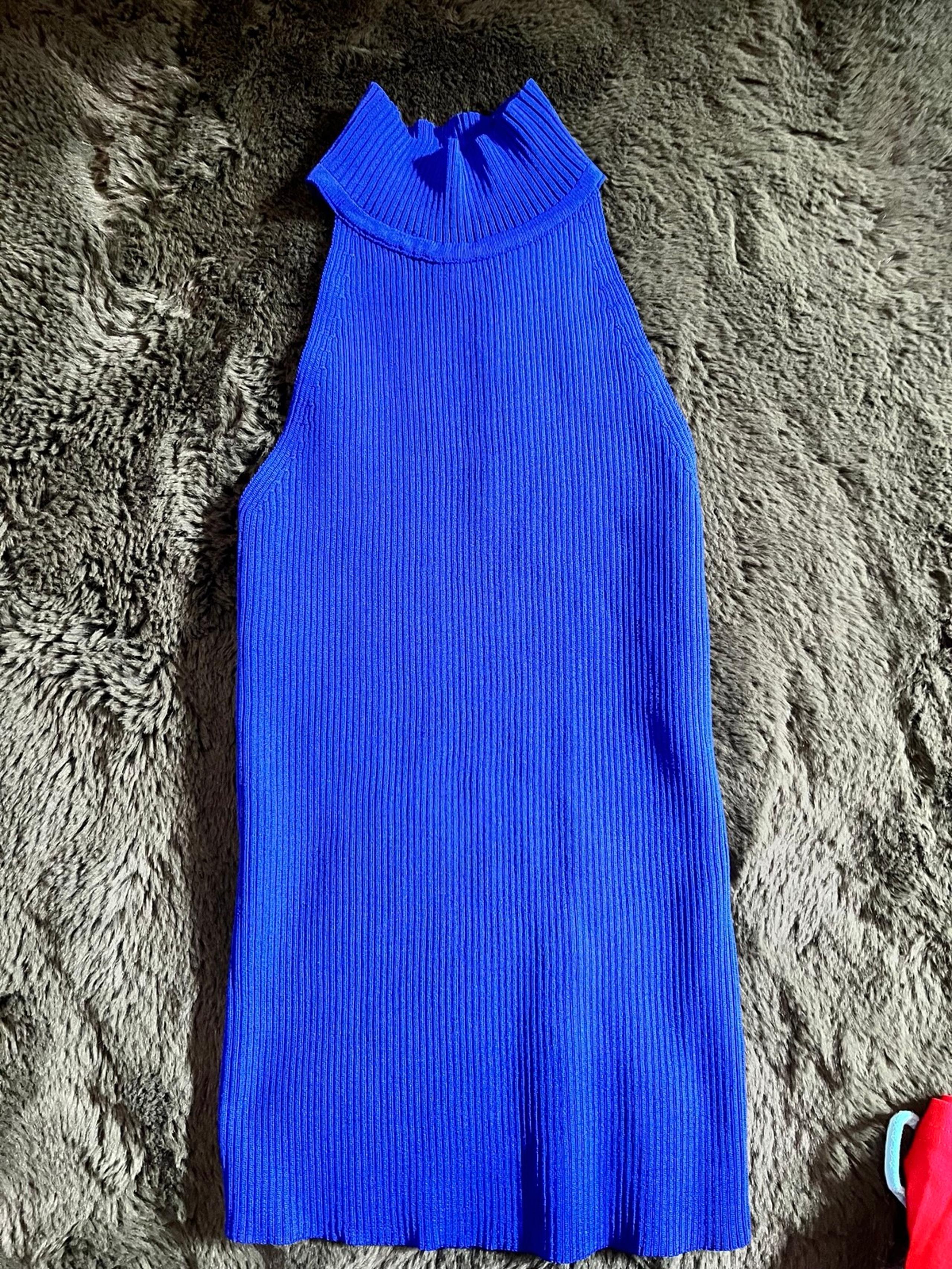 Cobalt High Neck Knitted Sleeveless