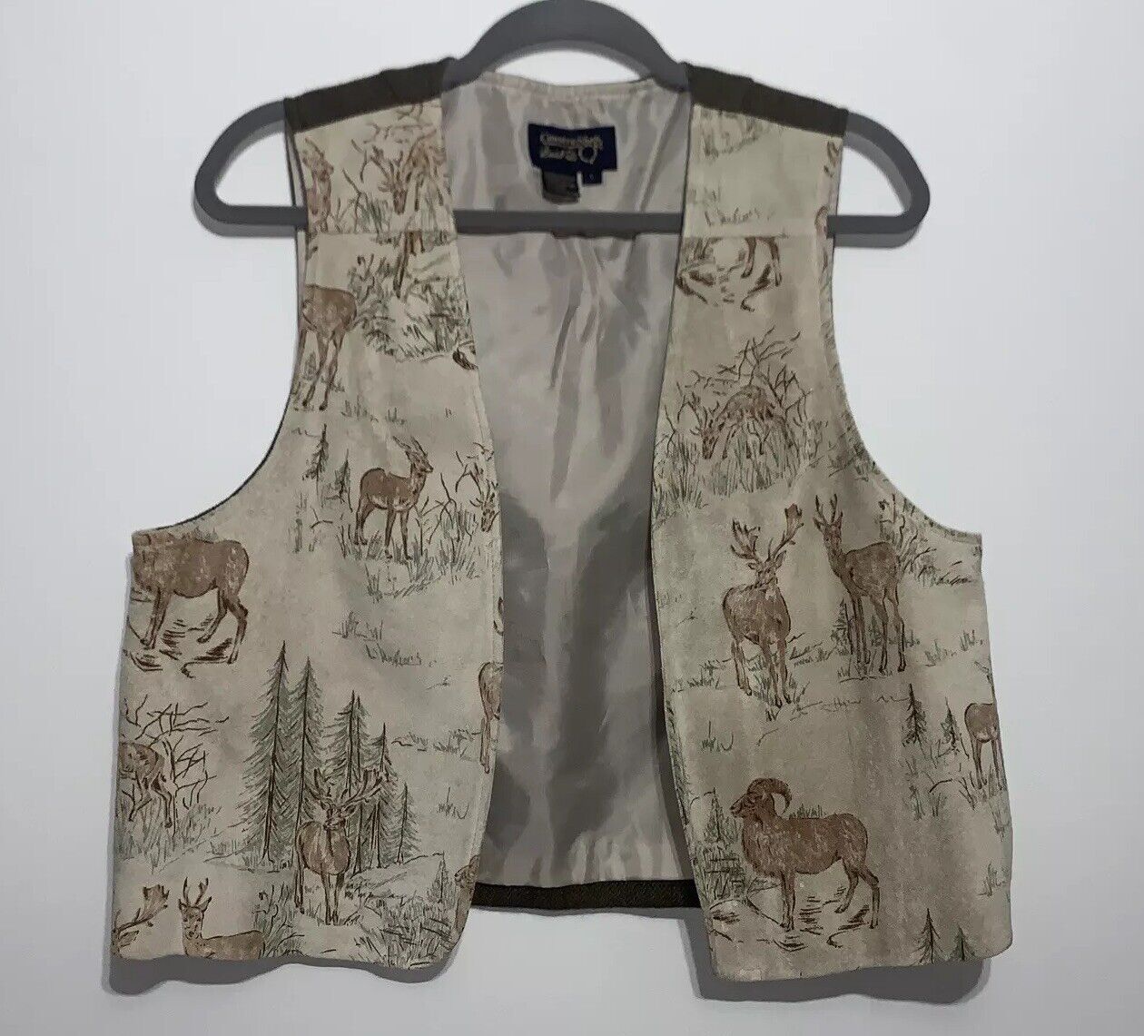 Marshall Fields Country Shop Women’s Wool Pigsuede Vest Brown Deer Woods Size L