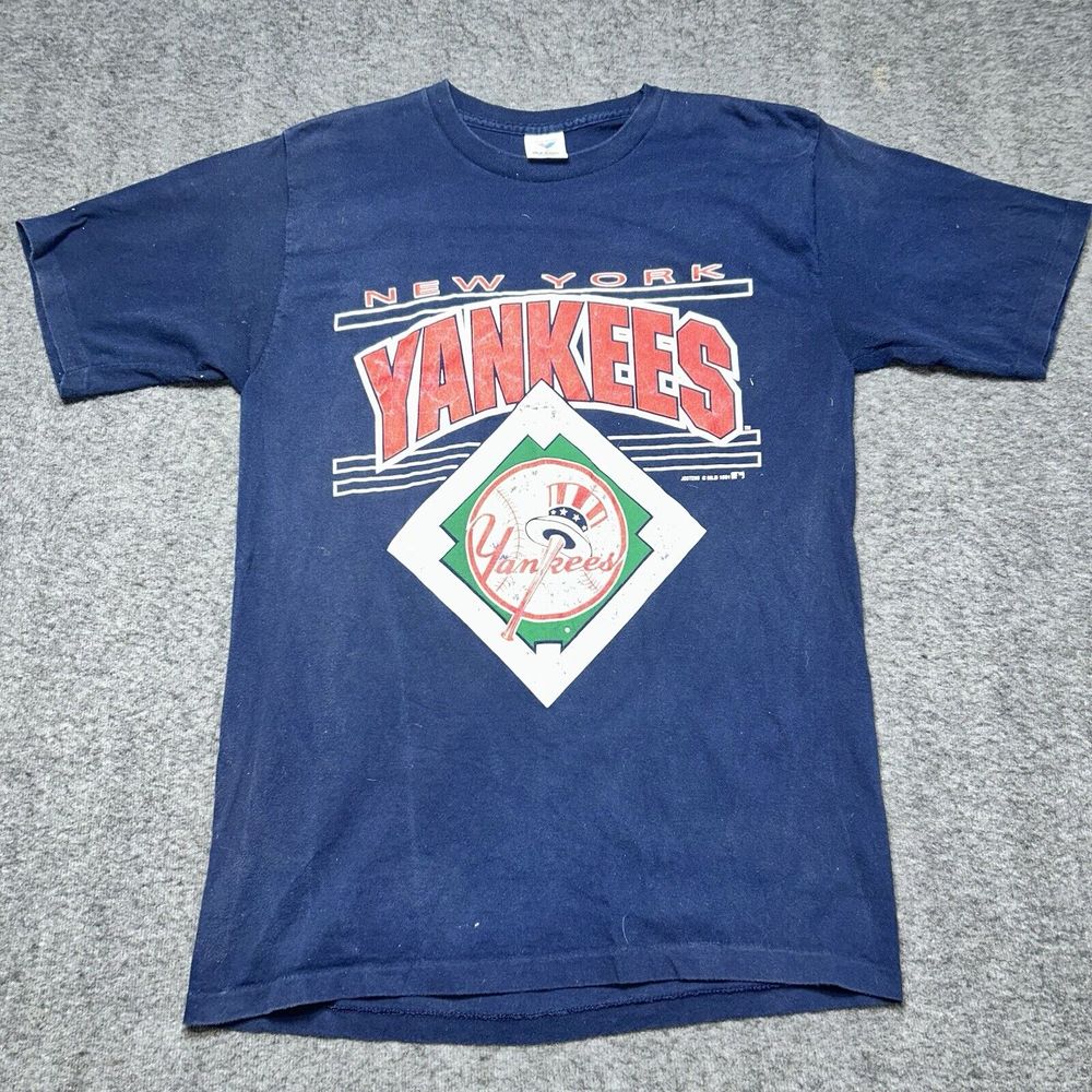 Vtg 1991 Single Stitch New York Yankees Graphic T Shirt USA Sz L Artec