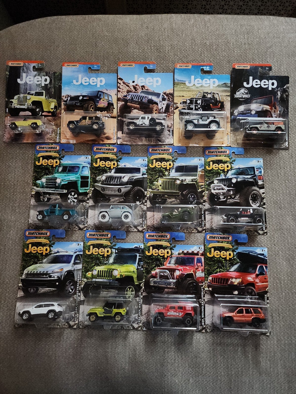 MATCHBOX-2019 AND 2015 - 2 JEEP SETS: 13- IN TOTAL, TOP SET MISSING 1