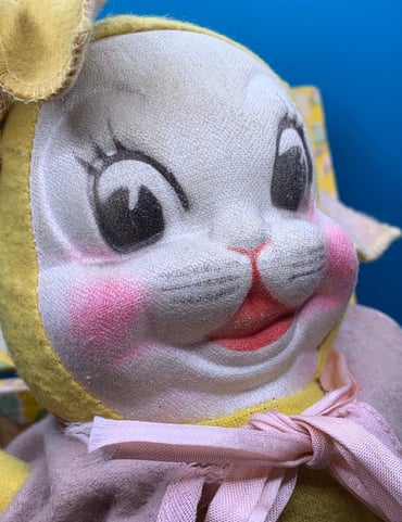 Cute HTF Antique 1920s Yellow Bunny Rabbit Wood Jack In The Box WORKS