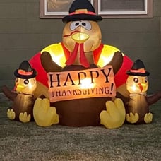 6 FT Thanksgiving Inflatable Sitting Turkey, Blow up Lighted Turkey Decor