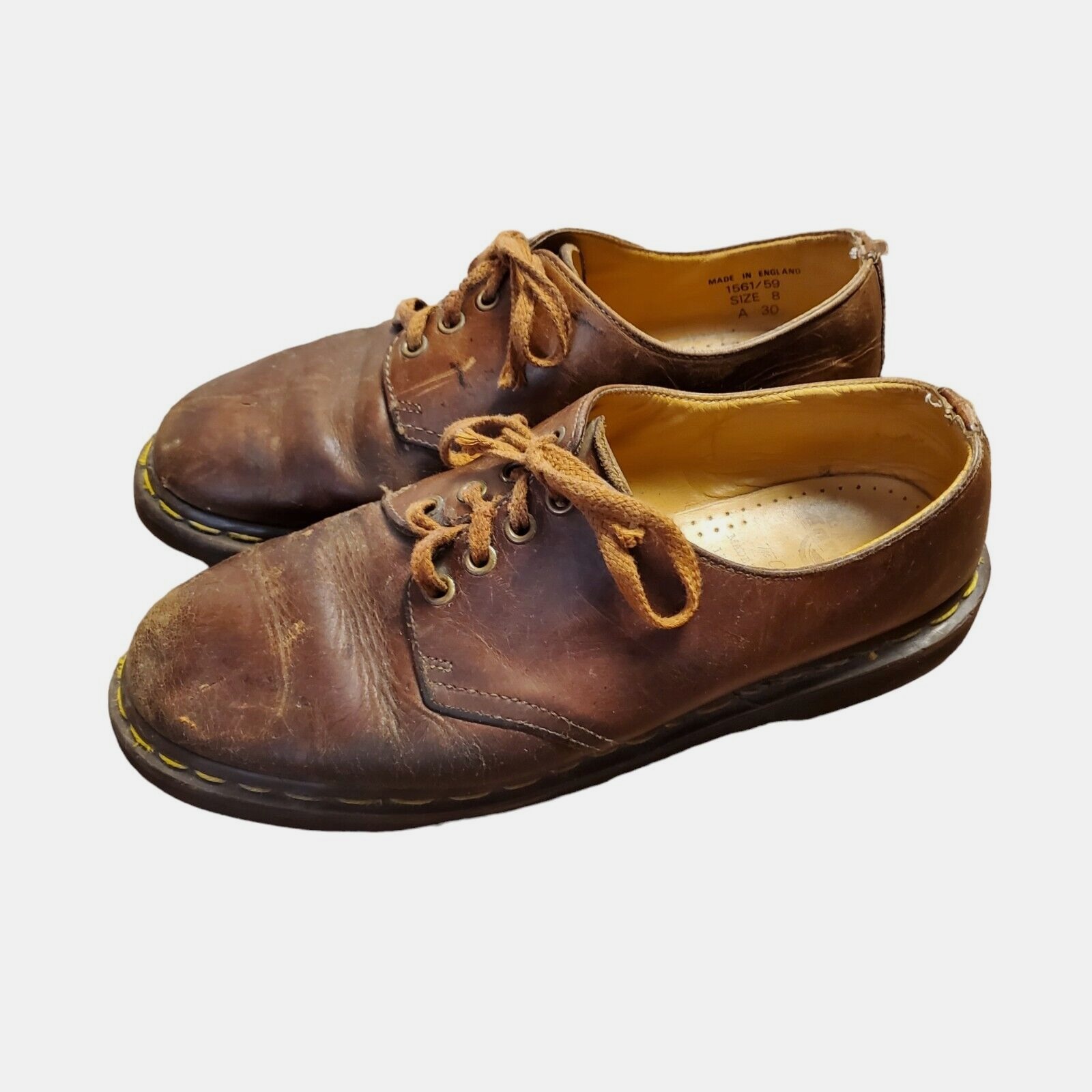 Dr. Martens Mens Brown Leather Air Cusion Oxford Shoes 1561/ 59 Size 8 A30