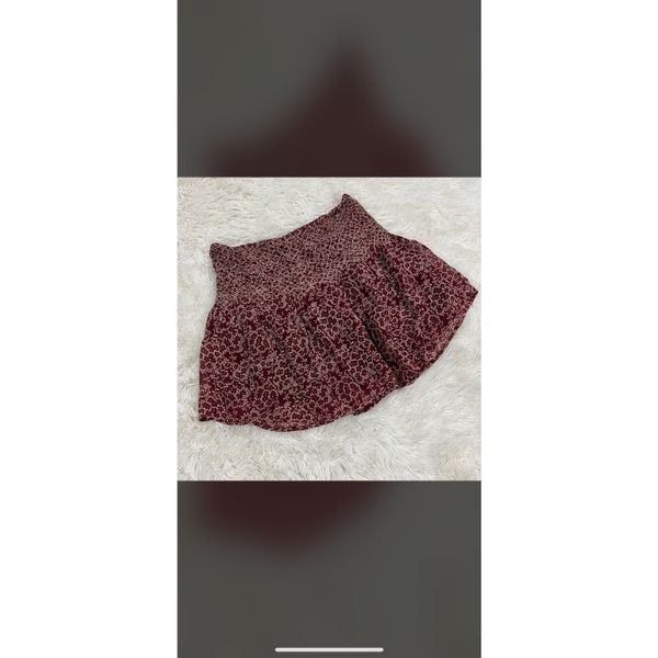 Ulla Johnson floral printed burgundy silk skirt 6