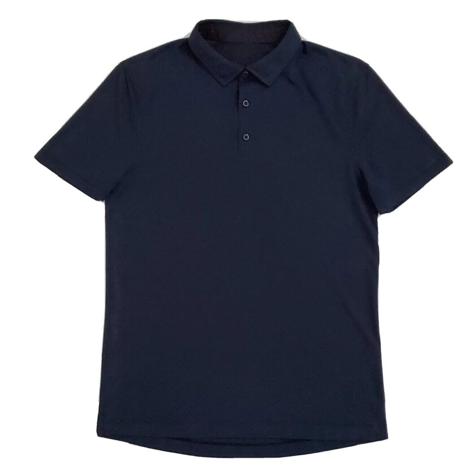 Lululemon (Mens Medium) Dark Blue Short Sleeve Stretch Button Polo Shirt Golf