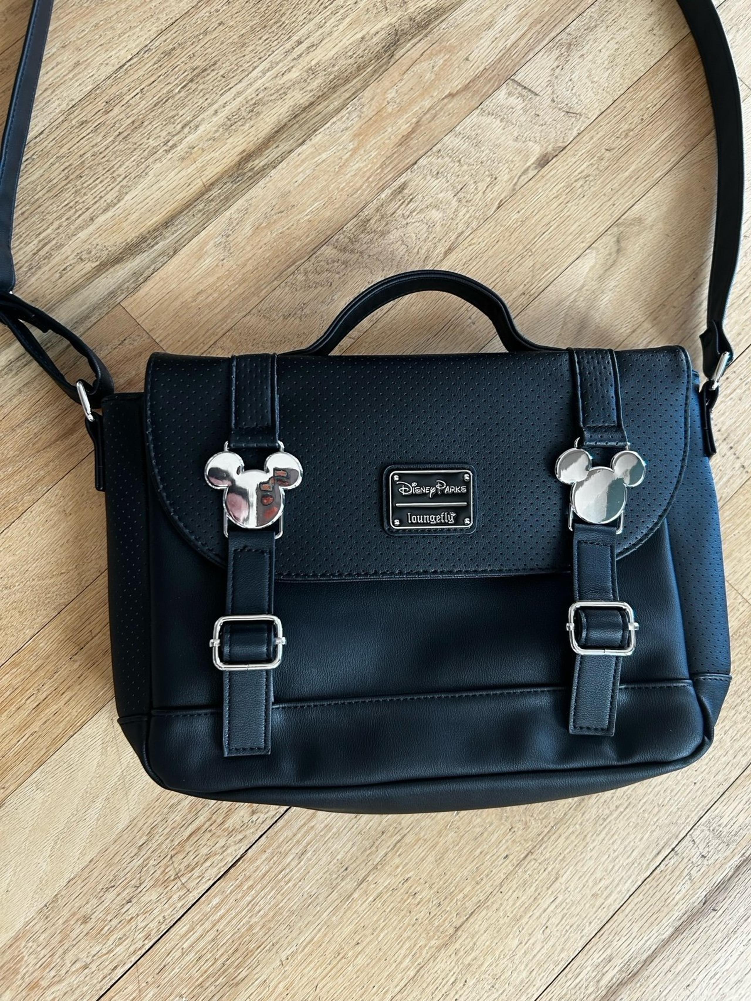 LOUNGEFLY x DISNEY PARKS Mickey Mouse Pin Trading Satchel Messenger Shoulder Bag