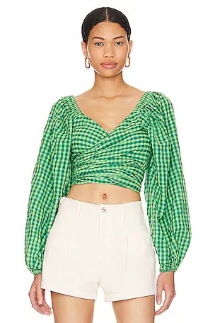 Spell Pixie Gingham Wrap Top