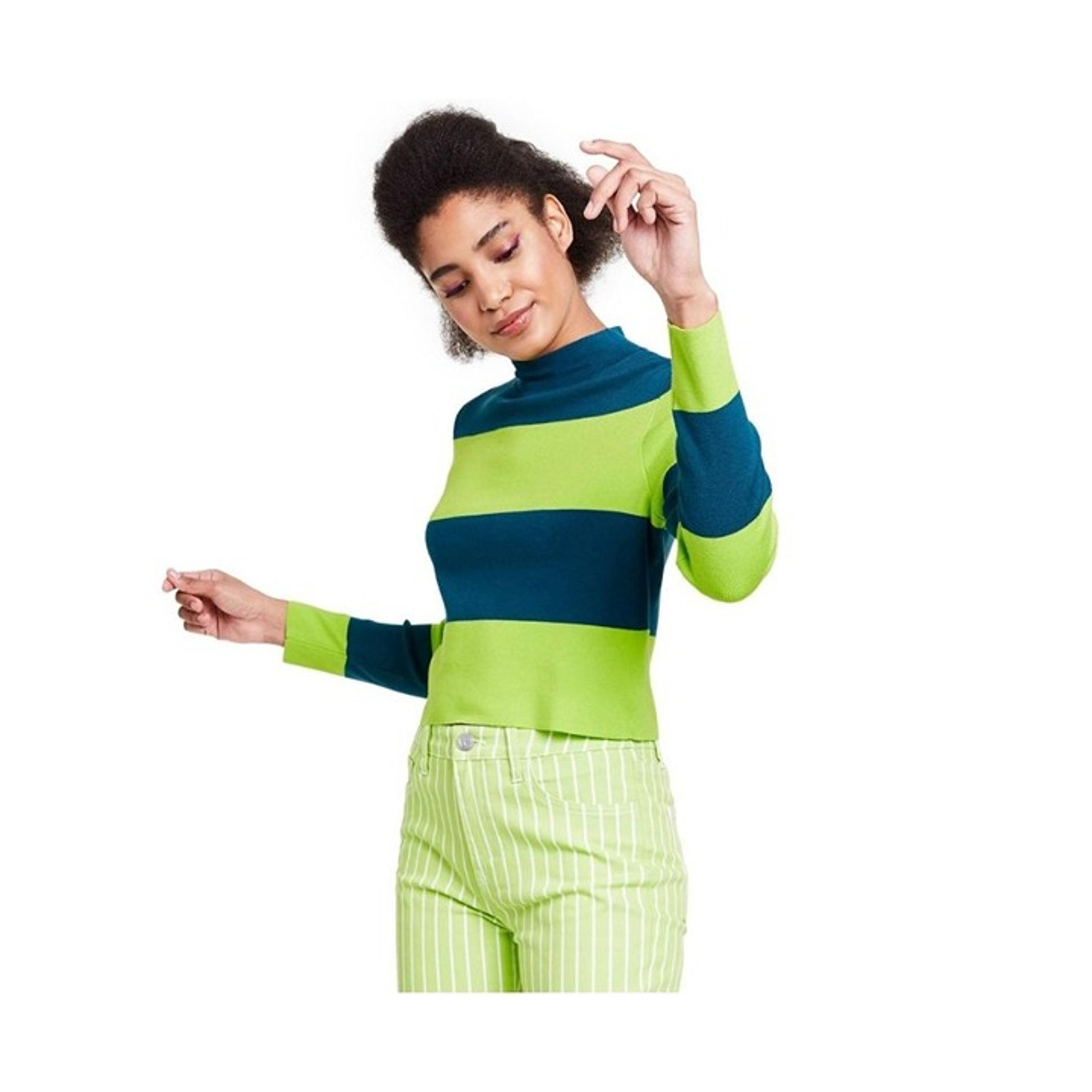 Victor Glemaud x Target Womens Striped Turtleneck Pullover Sweater Blue,Green M