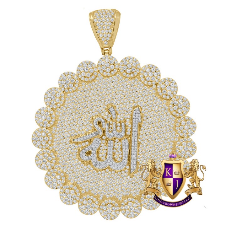 Men's Genuine Silver XL 3.75'' Allah Muslim Pendent Charm Medallion 70+ Grams