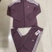 NWT ADIDAS WOMENS 2 PIECE TRACK SET JACKET AND SWEATPANTS PURPLE 3 STRIPE SZ MED