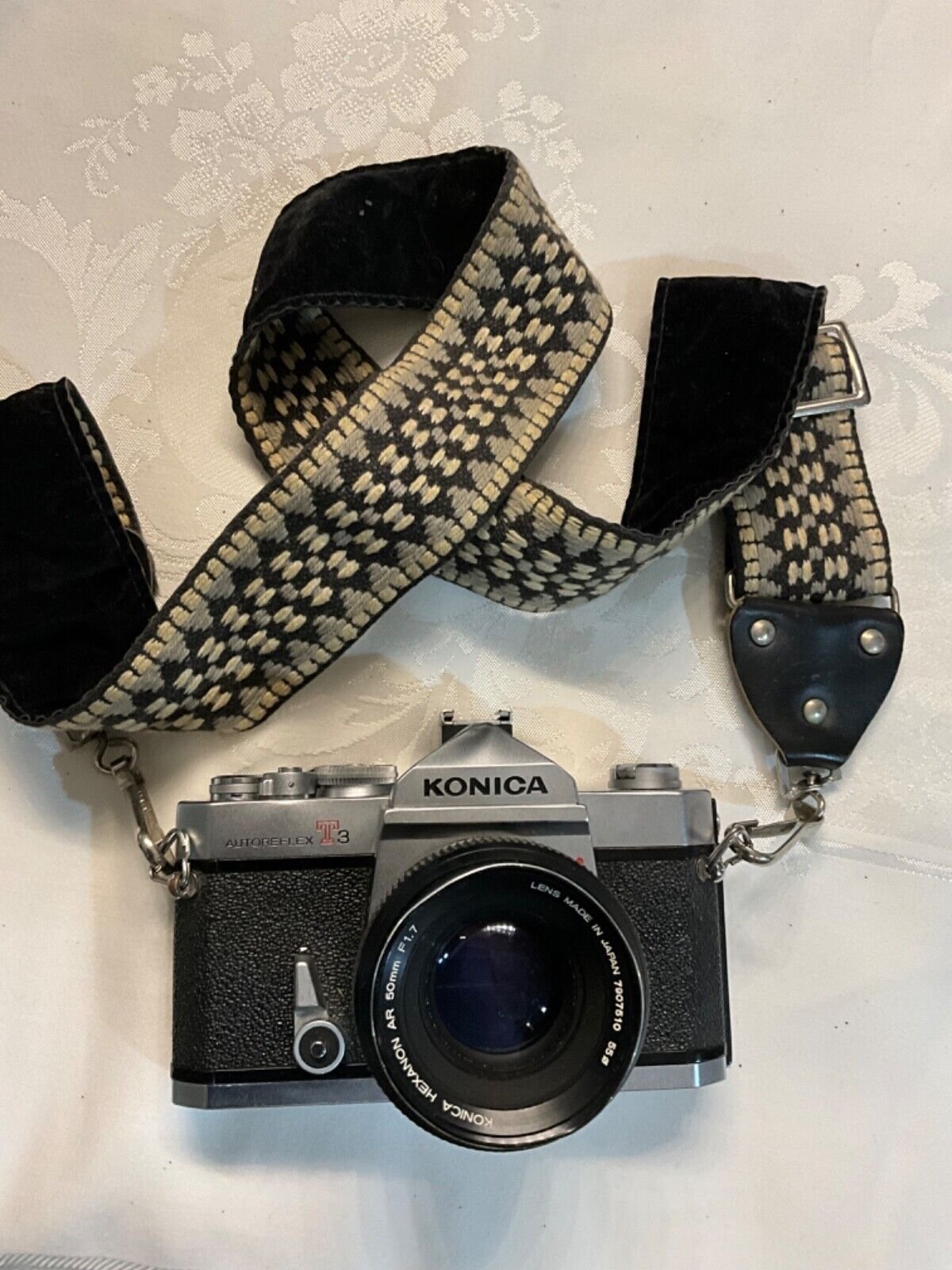 Konica Autoreflex T3 Black SLR w/Hexanon AR 50mm f/1.7 F w/New Film+Strap Japan