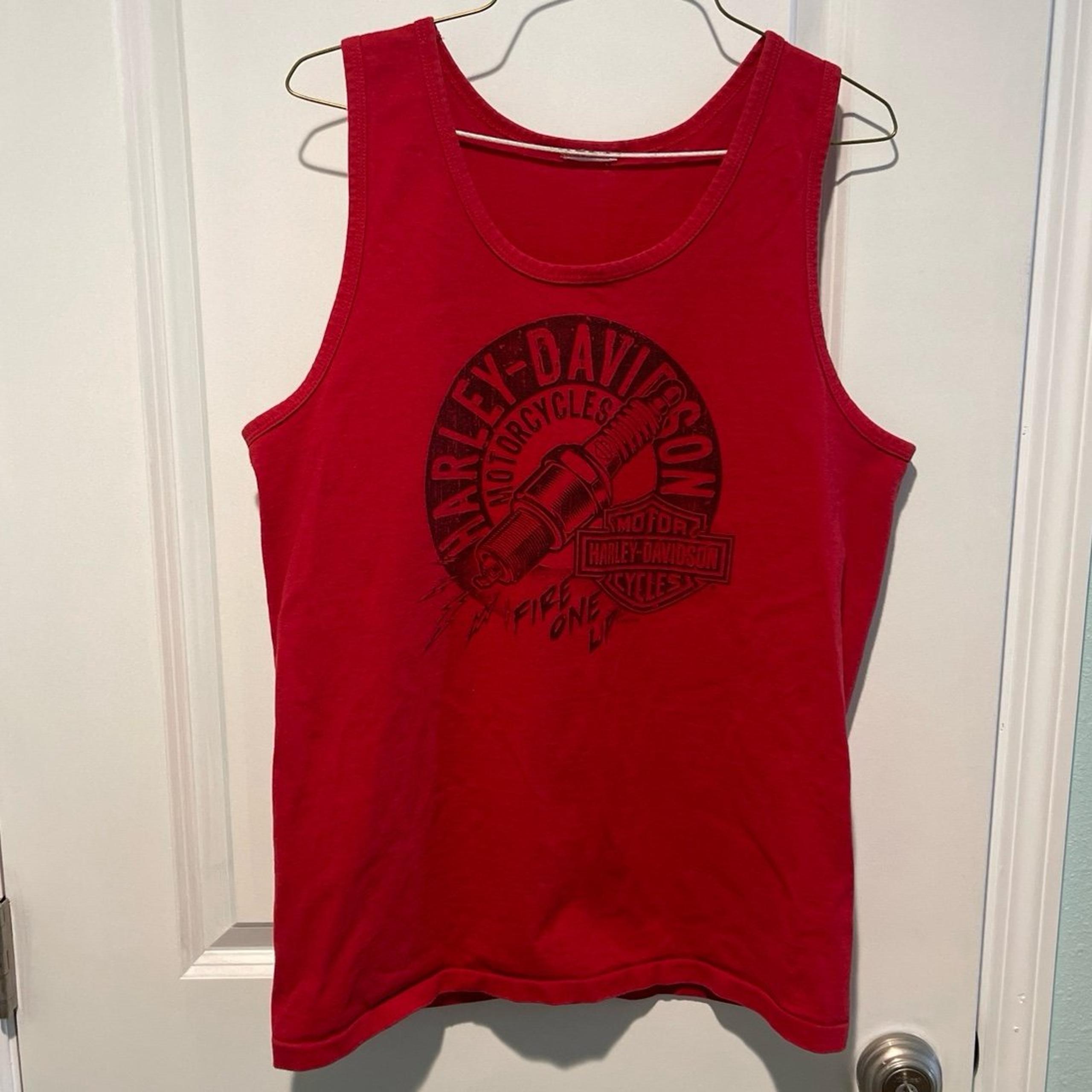 Mens Harley Davidson Tank Top Red Size Medium Leesburg Florida Gator Harley