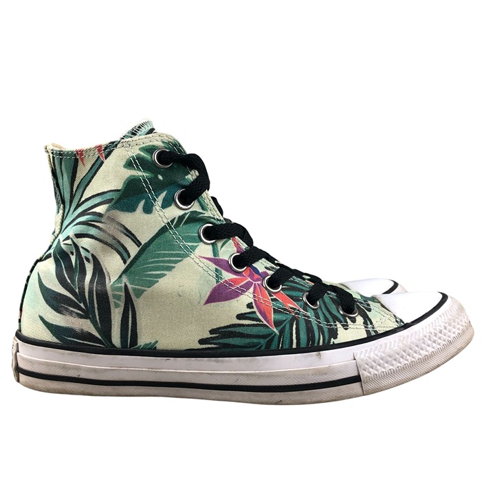 Converse Unisex Size 6M 8W All Star Hi Tropical Print Green Sneakers Shoes