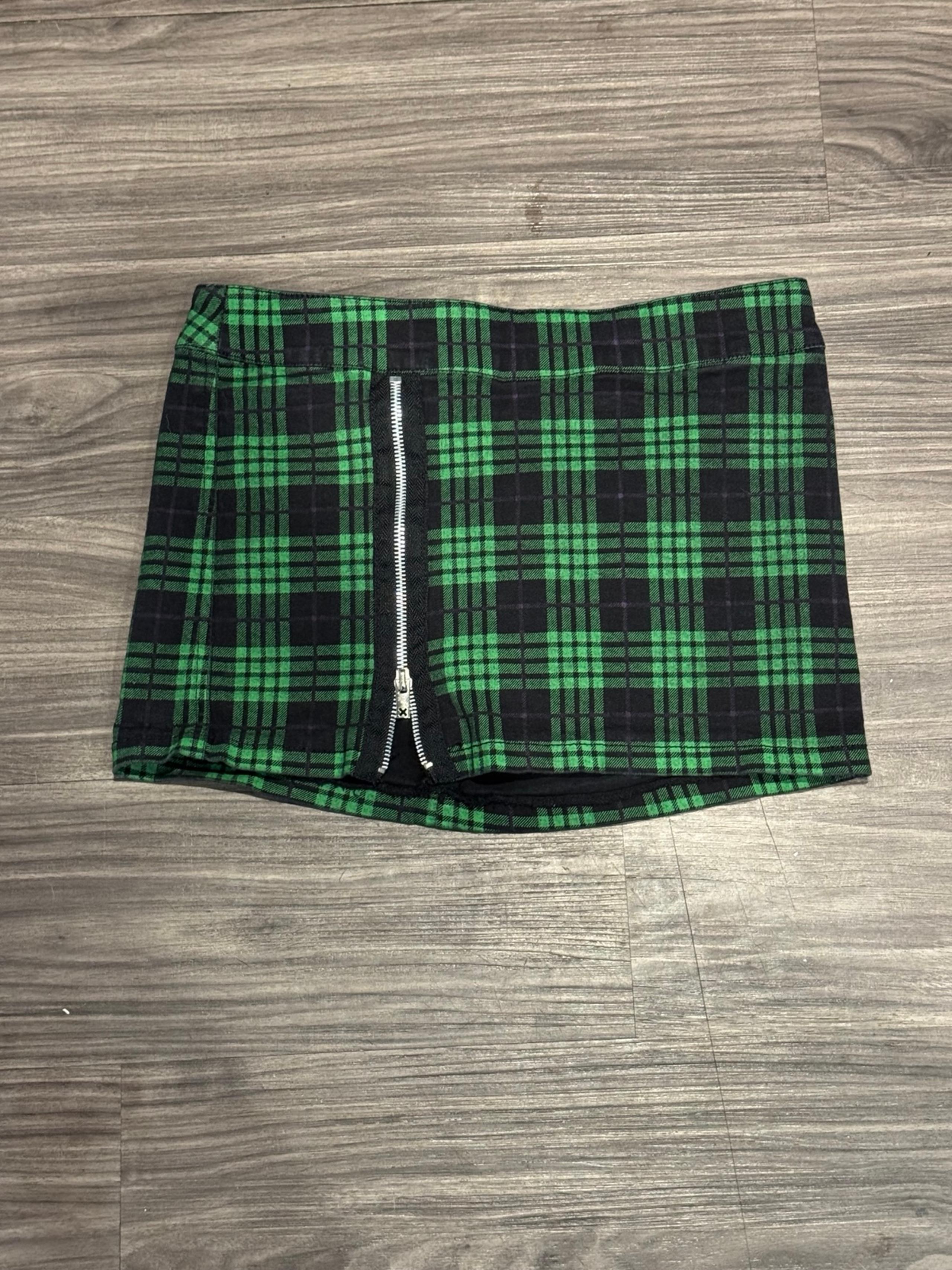 Tripp NYC Green & Black Plaid Mini Skirt | Size Small | Punk Grunge Y2K
