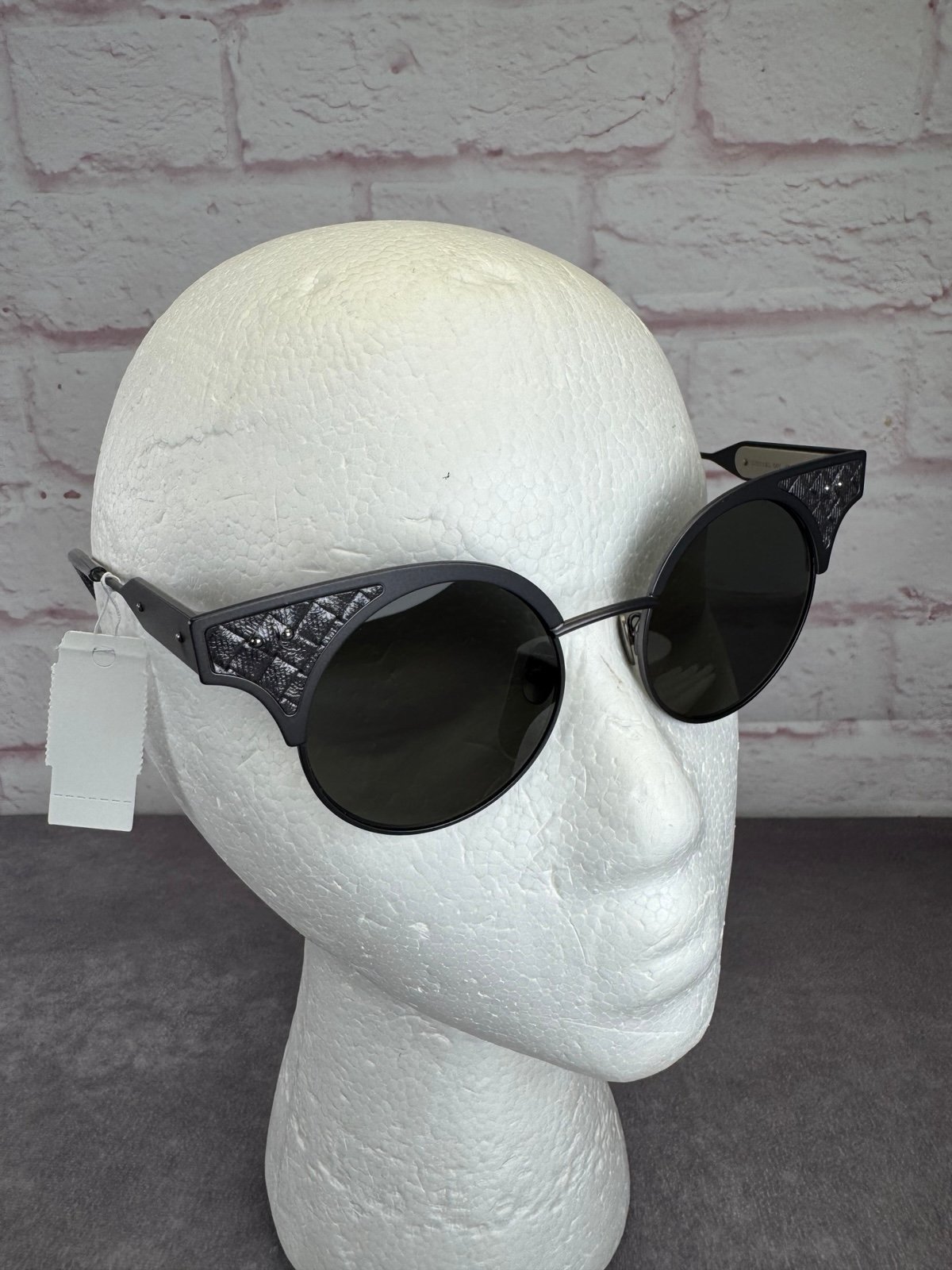 Authentic Bottega Veneta Ruthenium Grey Quilted Sunglasses NWT