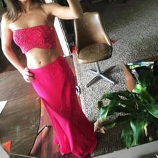 Hot Pink 2 piece Prom Dress